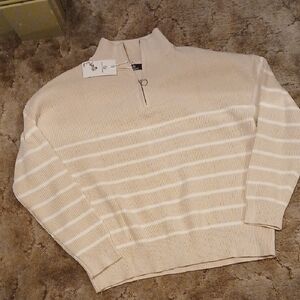 Womens Cream Striped Sweater